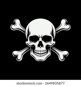 Classic skull and crossbones symbol pirate flag silhouette