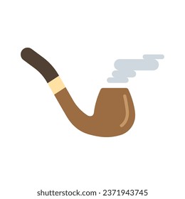 Classic smoke pipe icon flat vector. Old smoker. Cigar vector illustration in cartoon style. Flat design for mobile app and web sites.