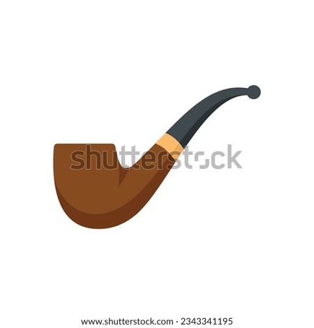 Classic smoke pipe icon flat vector. Old smoker. Cigar dad isolated