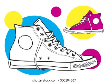 classic sneaker sketched VECTOR fully editable