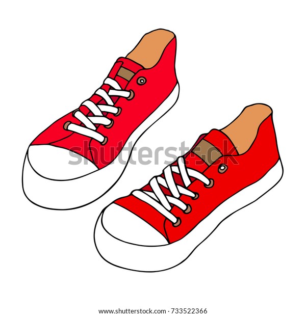 Classic Sneakers Red Hipster Shoes White Stock Vector (Royalty Free ...