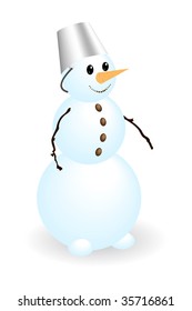 Classic snow man isolated on a white. Vector illustration.