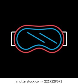 Vector clásico de gafas de esquí de snowboard aislado en icono de fondo negro. Señal de invierno. Símbolo gráfico del sitio web de viajes y turismo y diseño de aplicaciones, logotipo, aplicación, interfaz de usuario