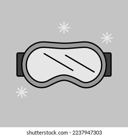 Clásico icono de escala de grises aislados en gafas de esquí de snowboard. Señal de invierno. Símbolo gráfico del sitio web de viajes y turismo y diseño de aplicaciones, logotipo, aplicación, interfaz de usuario