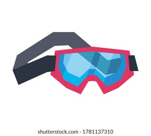 Classic Snowboard or Ski Goggles. Winter Sport Equipment Vector Illustration