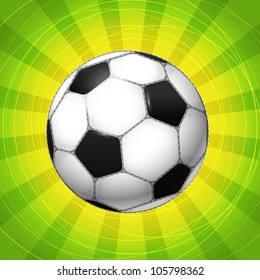 Classic Soccer ball glowing with the rays. vector illustration