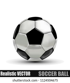Classic Soccer Ball, Isolate, Realistic Vector Illustration, Football