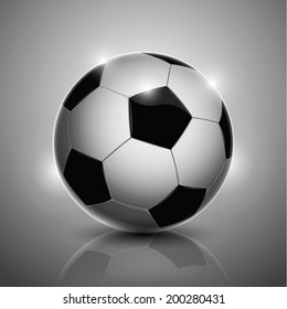 Classic soccer ball isolated on gray background