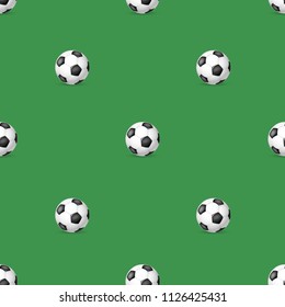 Classic soccer ball seamless pattern. Football leather balls background