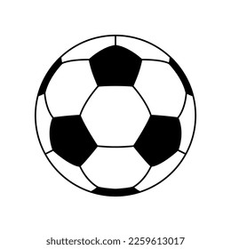 Classic soccer ball vector outline icon on white background. Football symbol.
