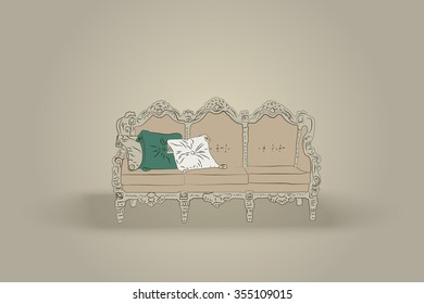 classic sofa with cushions