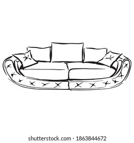 Classic sofa - sketch. Couch vector.
