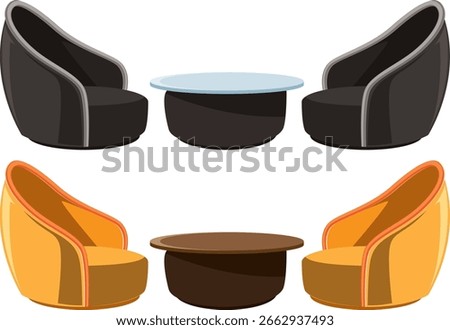 Classic Sofa Table Furniture Interior Design Side View Vector