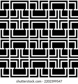 Classic and sophisticated black and white geometric grid pattern in horizontal alignment. Vector seamless pattern design for textile, fashion, paper, packaging, wrapping and branding