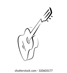 Classic Spanish acoustic guitar. line sketch vector illustration