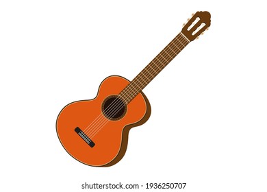 Classic spanish guitar Flat vector illustration