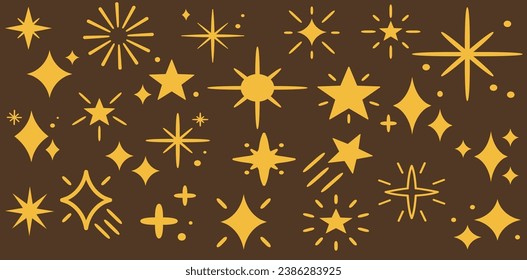 Classic Sparkle icons collection set of stars. Abstract bright golden sign vector for logo design, business cards, projects.