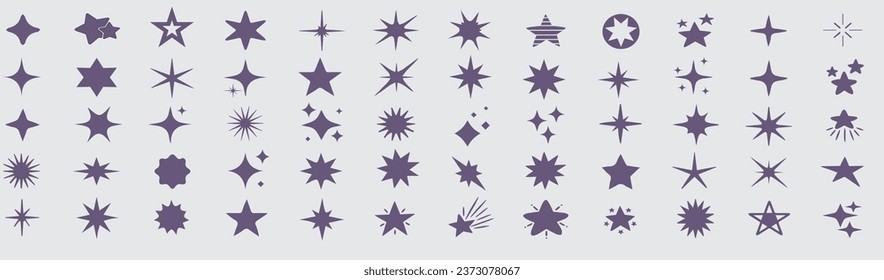 Classic Sparkle Star Shapes Icons Set Collection. 60 Cool start shapes icons with effective vector design. Collection templates for designing - Poster, Logo, Business Cards, Banners etc...