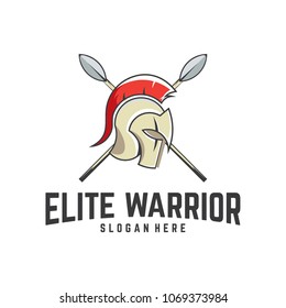 Classic Sparta warrior helmet logo, Elite Warrior logo template designs