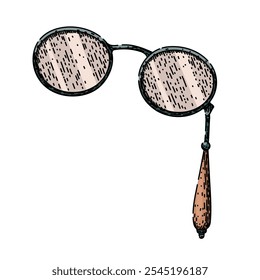 classic spectacles hand drawn. antique timeless, eyewear frames, fashion chic classic spectacles vector sketch. isolated color illustration