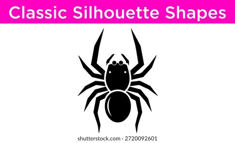 Vector clásico de la silueta de la araña y fondo blanco
