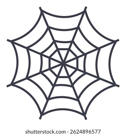 Classic spider web is hanging down, waiting to be used as a spooky halloween decoration
