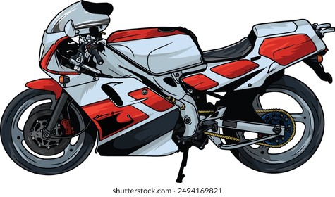 classic sport bike art design vector red white template isolated white power engine motor fast ride rider wheels motorbike background