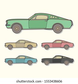 Classic sport car in different colors