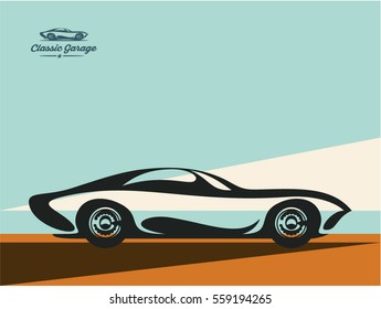 classic sports car isolated vector background, vector car design template, car silhouette, car poster