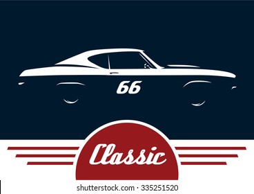 Classic Sports Muscle Car Concept Vehicle Silhouette Design