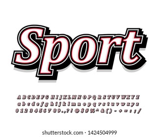 Classic Sporty Font Effect, Athletic Alphabet Design 