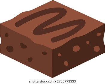 Classic Square Brownie Chocolate Dessert Vector Illustration