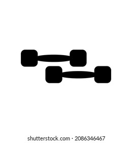 Klassisches quadratisches Hantel-Symbol für Sport auf weißem Hintergrund. Vektorbild.