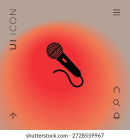 Icono de micrófono de escenario clásico. Micrófono vocal dinámico con cable e interruptor.
