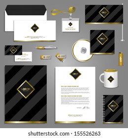 Classic stationery template design with golden elements. Documentation for business.