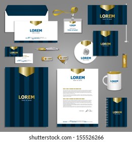 Classic stationery template design with golden elements. Documentation for business.
