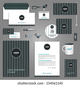 Classic stationery template design with vertical lines. Documentation for business.