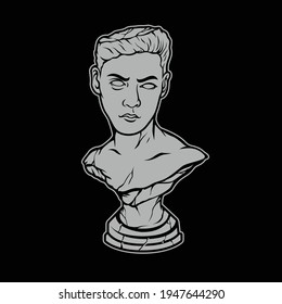 Classic Statue Vector Illustration On Isolated Black Background