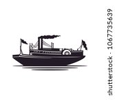 Classic Steamboat Steamship Vessel Ship Boat Silhouette logo design	
