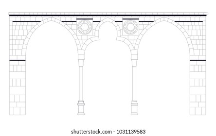 Classic Stone Arch - Isolated Vector Illustration