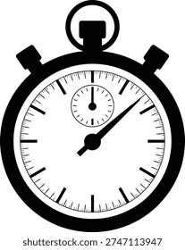 Classic stopwatch with analog clock face and dual second indicators Vector