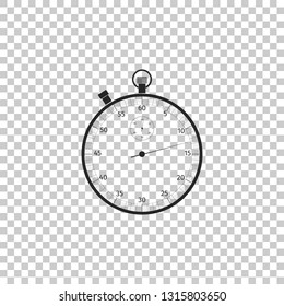 Classic stopwatch icon isolated on transparent background. Timer icon. Chronometer sign. Flat design. Vector Illustration