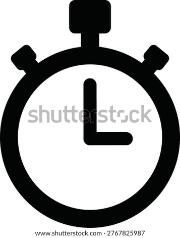 Classic stopwatch icon with the minute hand pointing at twelve and second hand at sixty Vector
