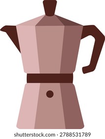 Classic stovetop coffee maker moka pot geyser brewer apparatus isolated vector icon flat illustration retro beverage tool design