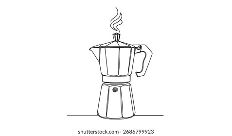 A classic stovetop espresso maker brews aromatic coffee.