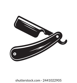 Classic Straight Razor Silhouette - Timeless Shaving Essential on White Background