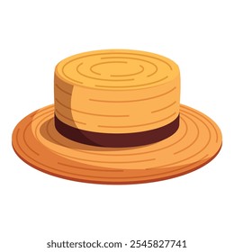 Classic straw boater hat featuring a brown ribbon, evoking summer style and timeless fashion