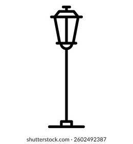 Classic street lamp post icon in outline. Editable stroke.
