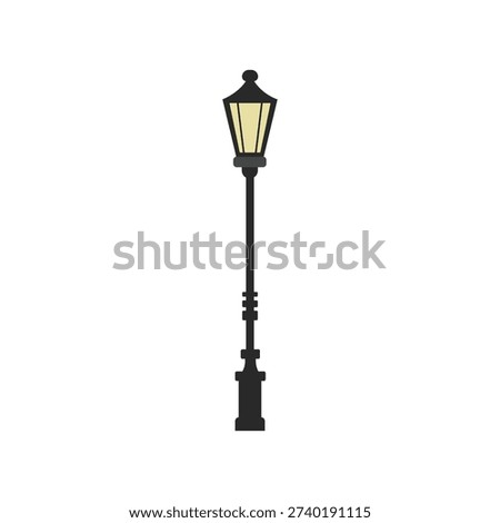 Classic Street Lamppost Flat Illustration. Urban Street Light Flat Graphic. Minimal Flat Street Lantern Design. Elegant Street Lamp