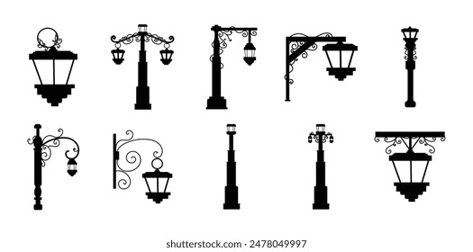 Classic Street Lantern Illustration Set